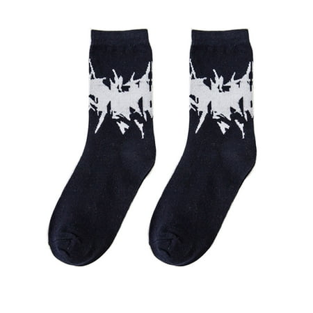 Unisex Cotton Crew Socks Harajuku Hip Hop for Lightning Print Skateboard Hosiery