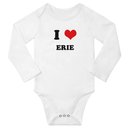 I Heart Erie Love Baby Long Bodysuits (White 12-18 Months)