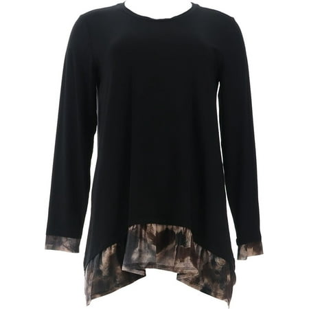 LOGO Lori Goldstein Rayon 230 Top Tie-Dye Mesh Hem Women s A546438