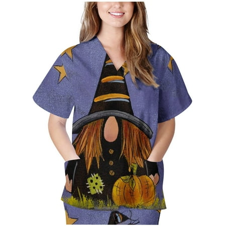 Funicet Halloween Shirts for Women Scrubs Tops Plus Size Working Uniform With Pockets Short Sleeve V-neck Nursing Uniform Printed Blouse
Funicet Halloween Shirts for Women Scrubs Tops Plus Size Working Uniform With Pockets Short Sleeve V-neck Nursing Uniform Printed Blouse