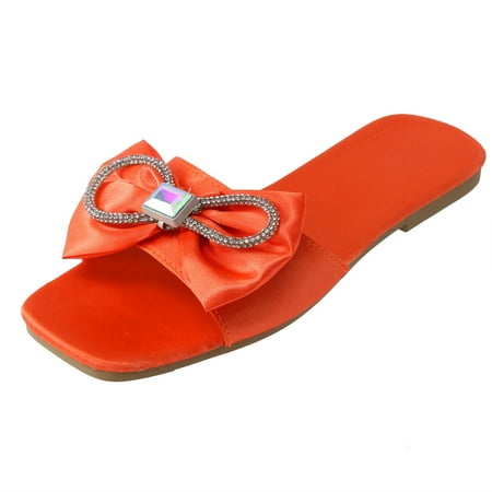 GNEIKDEING Ladies Summer Satin Fabric Rhinestone Bow Open Toe Flat Beach Sandals Gift on Clearance
GNEIKDEING Ladies Summer Satin Fabric Rhinestone Bow Open Toe Flat Beach Sandals Gift on Clearance