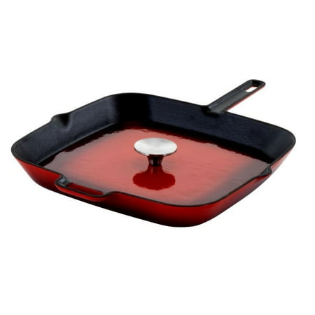 GIFFIH Elegant Hosehold Kitchen Square Enamel Cast Iron Grill Pan
