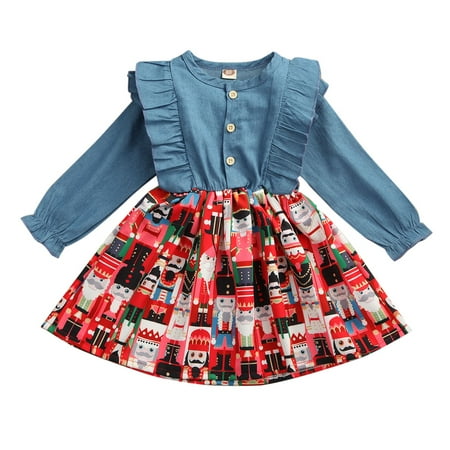 Infant Toddler Baby Girl Christmas Outfit Dress Ruffle Denim Xmas Santa Printing Party Princess Dresses
Infant Toddler Baby Girl Christmas Outfit Dress Ruffle Denim Xmas Santa Printing Party Princess Dresses