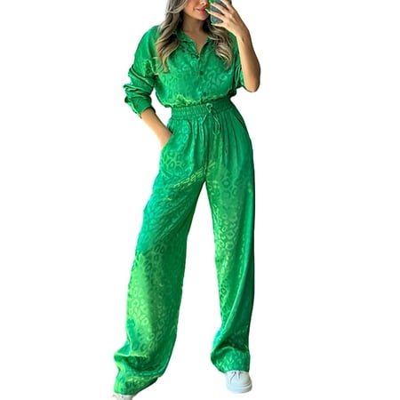 Women 2 Piece Floral Lounge Set Long Sleeve Button Down Shirt Wide Leg Palazzo Pants Outfits Matching Sets Y2K Pajamas
Women 2 Piece Floral Lounge Set Long Sleeve Button Down Shirt Wide Leg Palazzo Pants Outfits Matching Sets Y2K Pajamas