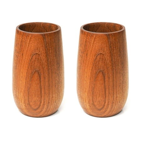 Rounded Teak Wood Tea Cup - Regular 2-Pack