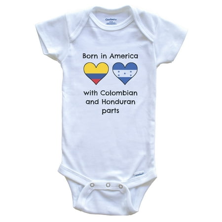 Born In America With Colombian and Honduran Parts Funny Colombia Honduras Flags One Piece Baby Bodysuit
Born In America With Colombian and Honduran Parts Funny Colombia Honduras Flags One Piece Baby Bodysuit