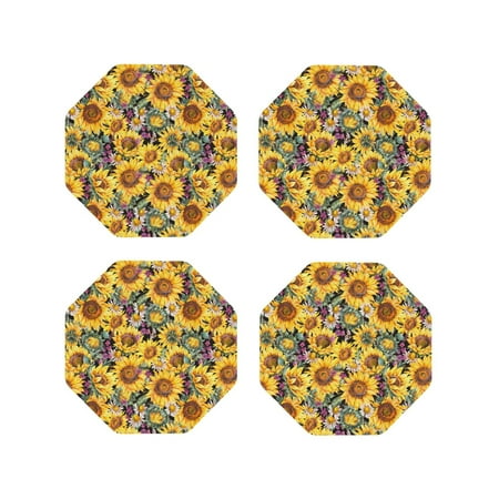 Coasters Set of 4 - Sunflowers Vintage Drink Coasters for Tabletop Protection Leather Coasters for Living Room Decor and Housewarming Gift Octagon
Coasters Set of 4 - Sunflowers Vintage Drink Coasters for Tabletop Protection Leather Coasters for Living Room Decor and Housewarming Gift Octagon