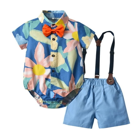 OVTICZA Infant Baby Toddler Boy Summer Short Sleeve Bow Tie Shirts and Suspender Shorts Set Clothing Set Floral Outfit with Multicolor 80
OVTICZA Infant Baby Toddler Boy Summer Short Sleeve Bow Tie Shirts and Suspender Shorts Set Clothing Set Floral Outfit with Multicolor 80