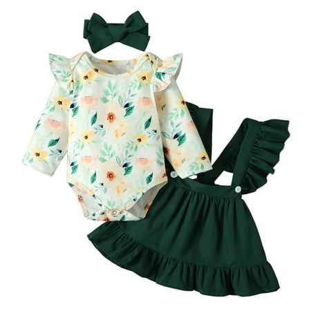 Kids Infant Baby Girl Fall Winter Outfit Ruffle Long Sleeve Floral Romper Top Suspender Skirt 3PCS Clothes Set
Kids Infant Baby Girl Fall Winter Outfit Ruffle Long Sleeve Floral Romper Top Suspender Skirt 3PCS Clothes Set