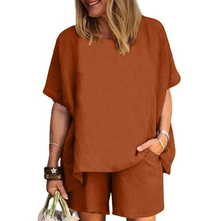 Hanerdun Women 2 PCS Pajamas Female Short Sleeve Sleepwear Nightwear Brown XL 
Hanerdun Women 2 PCS Pajamas Female Short Sleeve Sleepwear Nightwear Brown XL
