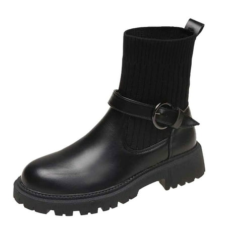 NECHOLOGY Boots for Women Outdoor Women Ankle Boots Autumn And Winter Fashion Solid Womens Fringe Booties And Boots Black 8