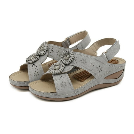 ZHELIYO Women s sandals Summer Fashion Women Flowers Casual Open Toe Wedges Massage Soft Bottom Breathable Hook Loop Shoes Sandals Gray 7.5
ZHELIYO Women s sandals Summer Fashion Women Flowers Casual Open Toe Wedges Massage Soft Bottom Breathable Hook Loop Shoes Sandals Gray 7.5