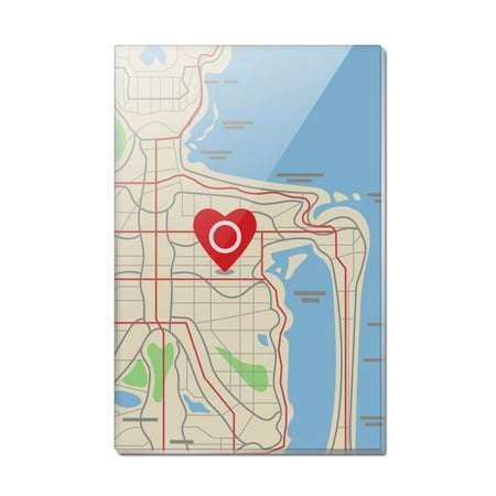 You Are Here Heart Map Skeleton Rectangle Acrylic Fridge Refrigerator Magnet