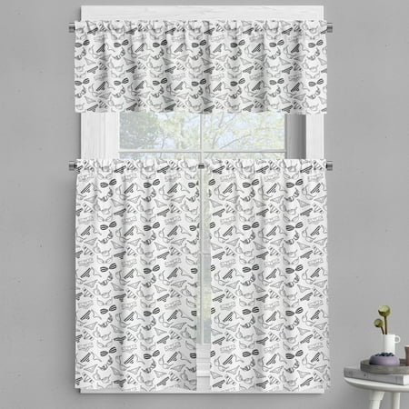 Black and White Valance & Tier Curtain 3 pcs Set Lingerie Underwear Pattern Bras and Panties Doodle Feminine Fashion Theme Window Treatments Room Kitchen Decor 4 Sizes Black White by Ambesonne
Black and White Valance & Tier Curtain 3 pcs Set Lingerie Underwear Pattern Bras and Panties Doodle Feminine Fashion Theme Window Treatments Room Kitchen Decor 4 Sizes Black White by Ambesonne