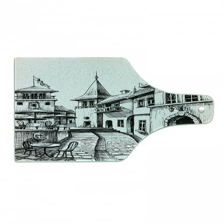Cityscape Cutting Board Old Peaceful City Drawing Restaurant Terrace Sketch Downtown Lifestyle Scene Tempered Glass Cutting and Serving Board Wine Bottle Shape Black White by Ambesonne
Cityscape Cutting Board Old Peaceful City Drawing Restaurant Terrace Sketch Downtown Lifestyle Scene Tempered Glass Cutting and Serving Board Wine Bottle Shape Black White by Ambesonne