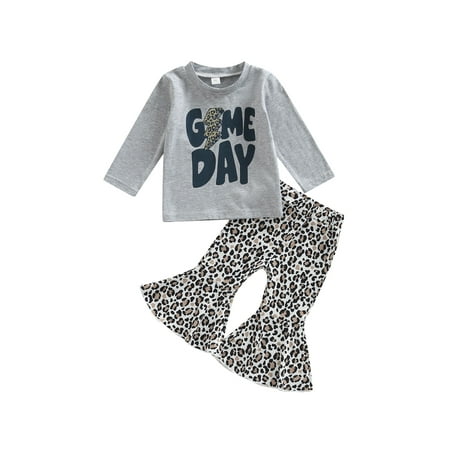 Peyakidsaa Toddler Baby Girls Clothes Outfits Letter Print Long Sleeve T-shirt Tops and Leopard Print Flare Pants Set
Peyakidsaa Toddler Baby Girls Clothes Outfits Letter Print Long Sleeve T-shirt Tops and Leopard Print Flare Pants Set
