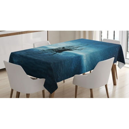 Pirate Ship Tablecloth Ship on Dark Blue Sea with Starry Night Sky Water Reflection Rectangular Table Cover for Dining Room Kitchen 52 X 70 Inches Dark Blue Light Blue Black by Ambesonne
Pirate Ship Tablecloth Ship on Dark Blue Sea with Starry Night Sky Water Reflection Rectangular Table Cover for Dining Room Kitchen 52 X 70 Inches Dark Blue Light Blue Black by Ambesonne