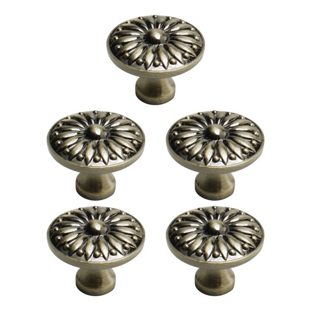 Zinc Alloy Knobs 36mm Metal Round Dresser Knobs Pull Handle for Drawer Kitchen Cupboard Cabinet Bronze Tone, 5pcs