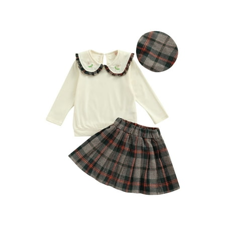 3Pcs Toddler Little Girls Skirt Outfit Fly Sleeve Black Tops + Plaid Print Princess Dress + Hat Fall Casual Clothes
3Pcs Toddler Little Girls Skirt Outfit Fly Sleeve Black Tops + Plaid Print Princess Dress + Hat Fall Casual Clothes