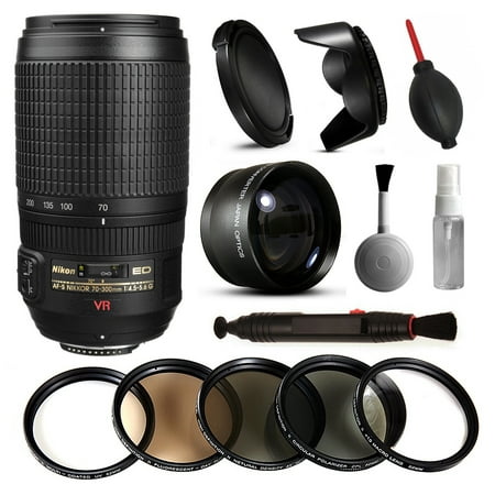 Nikon AF-S VR 70-300mm Lens 2161 + Beginner Accessories Bundle includes 5 Piece Filter Set + 2.2x Adapter for Nikon DF D7200 D7100 D7000 D5500 D5300 D5200 D5100 D5000 D3300 D3200 D3100 D3000 D300S D90