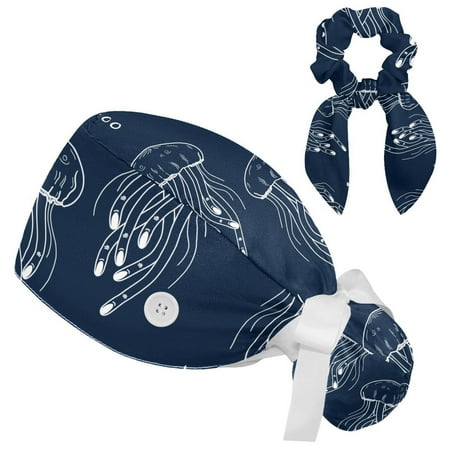 Working Cap with Buttons and Sweatband Scrub Hat Bouffant Caps with Scrunchie Jellyfish Tie Back Hats
Working Cap with Buttons and Sweatband Scrub Hat Bouffant Caps with Scrunchie Jellyfish Tie Back Hats