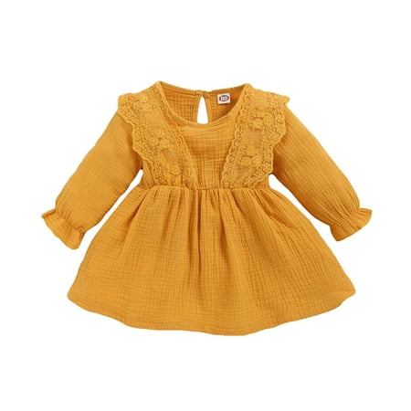 NZRVAWS Baby Girls Dress Solid Color Pagoda Sleeve Round Neck Long Sleeve Dress 1Pcs Sun Dress 18-24 Months Yellow
NZRVAWS Baby Girls Dress Solid Color Pagoda Sleeve Round Neck Long Sleeve Dress 1Pcs Sun Dress 18-24 Months Yellow