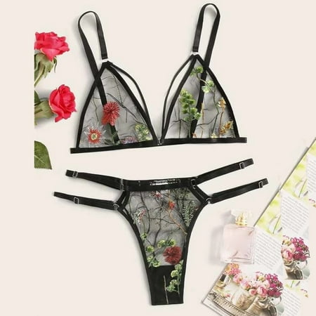 MRULIC underwear women Lace Lingerie S-3XL Bra Embroidery Set Underwear Flower G-String Thong Women Black + XXL
MRULIC underwear women Lace Lingerie S-3XL Bra Embroidery Set Underwear Flower G-String Thong Women Black + XXL
