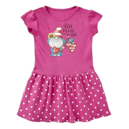 Inktastic God Bless the USA Gnome Gift Toddler Girl Dress