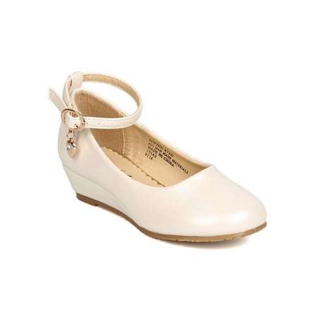 New Girl Little Angel Sophie-872D PU Danging Charm Ankle Strap Wedge Pump