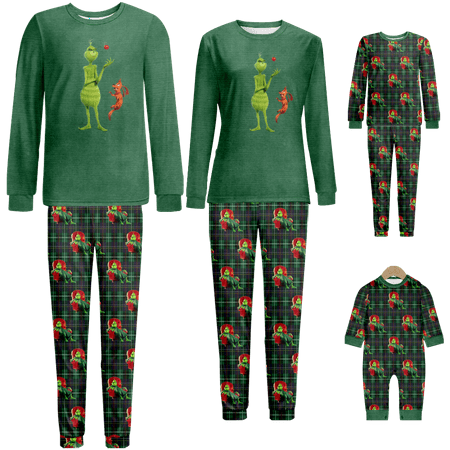Family Christmas Pajamas Sets The Grinch Plaid Print Sizes Baby-Kids-Adult-Pet 2-Piece Top and Pants Bodysuits Clothes Pajamas Set
Family Christmas Pajamas Sets The Grinch Plaid Print Sizes Baby-Kids-Adult-Pet 2-Piece Top and Pants Bodysuits Clothes Pajamas Set
