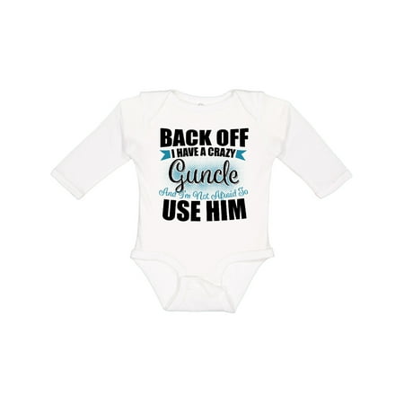 Inktastic Back off I Have a Crazy Guncle and I m Not Afraid to Use Him Gift Baby Boy or Baby Girl Long Sleeve Bodysuit
Inktastic Back off I Have a Crazy Guncle and I m Not Afraid to Use Him Gift Baby Boy or Baby Girl Long Sleeve Bodysuit
