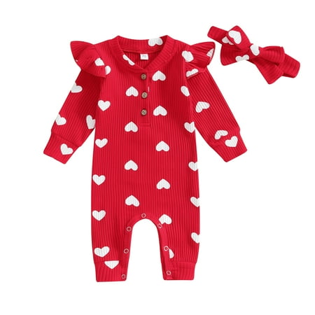 Suealasg Infant Baby Girls Valentines Day Jumpsuit 3M 6M 12M 18M Toddler Long Sleeve Crew Neck Heart Print Buttons Romper Newborn Spring One Piece Bodysuit Headband
Suealasg Infant Baby Girls Valentines Day Jumpsuit 3M 6M 12M 18M Toddler Long Sleeve Crew Neck Heart Print Buttons Romper Newborn Spring One Piece Bodysuit Headband