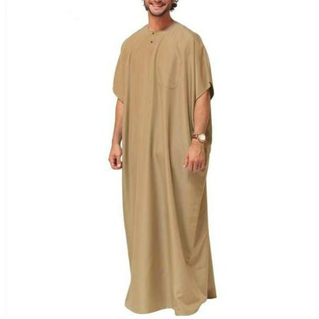 YUUZONE Mid East Jubba Thobe Male Shirt Men Robe for w/ Short Sleeves Clot