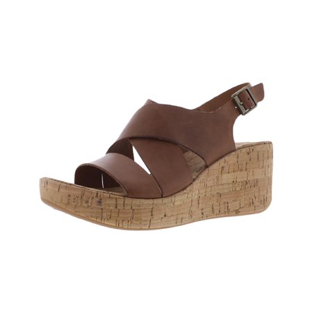 KORKS Womens Adela Leather Cork Wedge Sandals