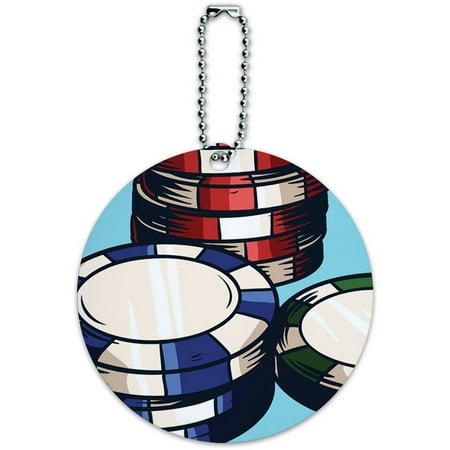 Poker Chips Casino Games Round Luggage ID Tag Card for Suitcase or Carry-On