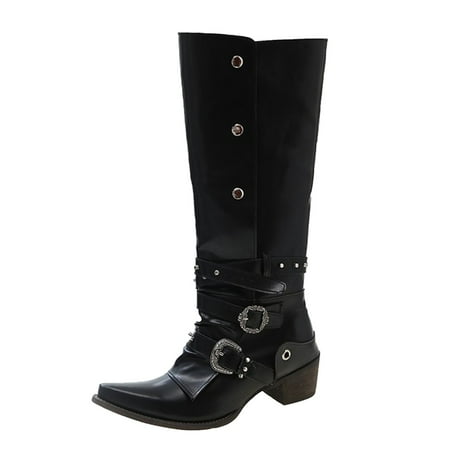 DVKOVI Fall Boots Women Women s Knee-High Boots Women s Autumn Winter Fashion Pointed Low Heel Leather Cowboy Boots Buckle Up Drill Knee High Boots Black 42
DVKOVI Fall Boots Women Women s Knee-High Boots Women s Autumn Winter Fashion Pointed Low Heel Leather Cowboy Boots Buckle Up Drill Knee High Boots Black 42