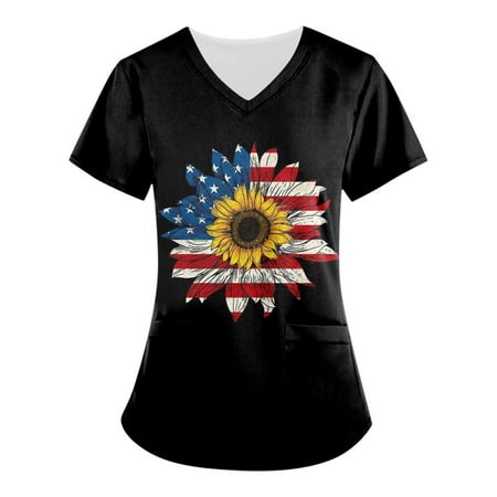 Sksloeg Scrub Top for Women Fashion 2023 American Flag Star Print Patriotic Top Workwear with Pockets Short Sleeve V-Neck Nursing Working Uniform Black XL
Sksloeg Scrub Top for Women Fashion 2023 American Flag Star Print Patriotic Top Workwear with Pockets Short Sleeve V-Neck Nursing Working Uniform Black XL