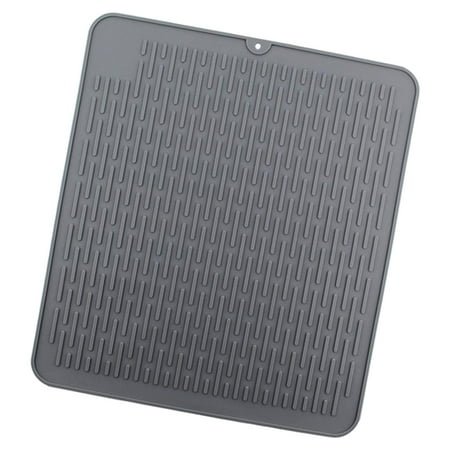 Silicone Dish Drying Mat Heat Resistant 45x40cm Dish & Utensil Draining Board Gray
