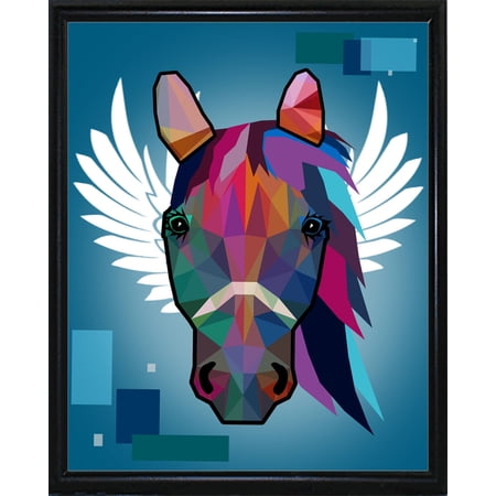 Wpap Horse 2-MARASH143669 Print 21.5"x17.25" by Mark Ashkenazi in a Flat Black Metal Frame