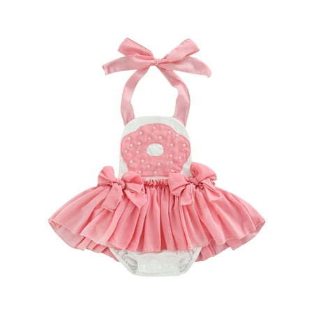 Blotona Toddle Baby Girls Summer Romper Dress Donut Print Tie-Up Halter Bows Beads Ruffle Layer One-Piece Snap Triangle-Bottom Jumpsuit (Pink 0-24 Months)
Blotona Toddle Baby Girls Summer Romper Dress Donut Print Tie-Up Halter Bows Beads Ruffle Layer One-Piece Snap Triangle-Bottom Jumpsuit (Pink 0-24 Months)