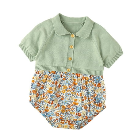Toddler Girls Bodysuit Floral Patchwork Printed Short Sleeve Cotton Knitted Kids Baby Clothes Spring Summer Soft Rompers Jumpsuits
Toddler Girls Bodysuit Floral Patchwork Printed Short Sleeve Cotton Knitted Kids Baby Clothes Spring Summer Soft Rompers Jumpsuits
