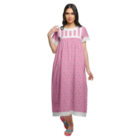 Moomaya Printed Nightdress For Ladies Cotton Ruffled Border Nursing Night Gown
Moomaya Printed Nightdress For Ladies Cotton Ruffled Border Nursing Night Gown