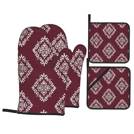 Geometric pattern Oven mitts and potholders 4-piece set heat resistant rugged suitable for kitchen cooking baking grilling and more.
Geometric pattern Oven mitts and potholders 4-piece set heat resistant rugged suitable for kitchen cooking baking grilling and more.