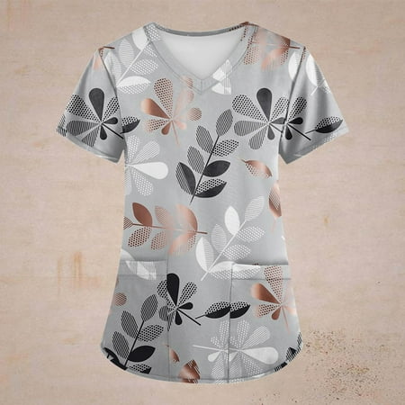 Hanas Tops Plus Size Retro Printed Scrub Working Uniform Tops For Women Cross V-Neck Short Sleeve Fun T-Shirts Workwear Tee With Pockets Gray/XL
Hanas Tops Plus Size Retro Printed Scrub Working Uniform Tops For Women Cross V-Neck Short Sleeve Fun T-Shirts Workwear Tee With Pockets Gray/XL