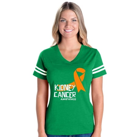 Kidney Cancer Awareness Womens V-Neck Fine Jersey Tee