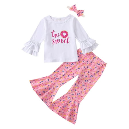Bagilaanoe 3Pcs Toddler Baby Girl Birthday Outfits Letter Print Long Sleeve T-shirt Tops + Doughnut Flare Trousers 6M 12M 18M 24M 30M Kids Long Pants Set
Bagilaanoe 3Pcs Toddler Baby Girl Birthday Outfits Letter Print Long Sleeve T-shirt Tops + Doughnut Flare Trousers 6M 12M 18M 24M 30M Kids Long Pants Set