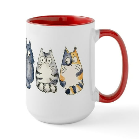 CafePress - 3Cats2 Kopie Ceramic Mug - 15 oz Ceramic Large Mug