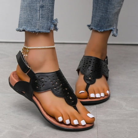 CHGBMOK Sandals for Women Summer Ladies Flip-Flops Flat Heel Slippers Sandals Casual Flip Flops Hollow Shoes