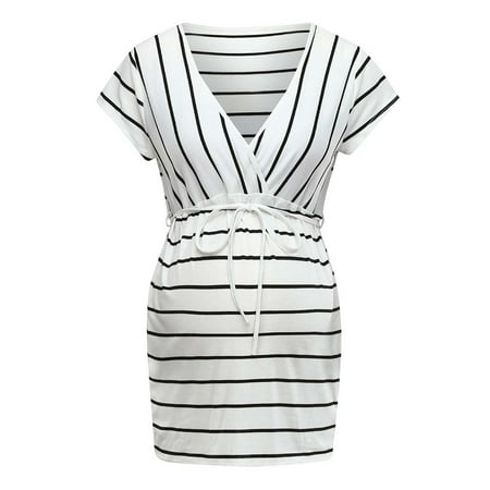 Womens Maternity Shirt Fashion Striped Short Sleeved V Neck Maternity T-Shirt Soft Pregnancy Breastfeeding Blouse
Womens Maternity Shirt Fashion Striped Short Sleeved V Neck Maternity T-Shirt Soft Pregnancy Breastfeeding Blouse