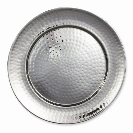 FB Jewels Stainless Steel 14 Inch Hammered Round Tray